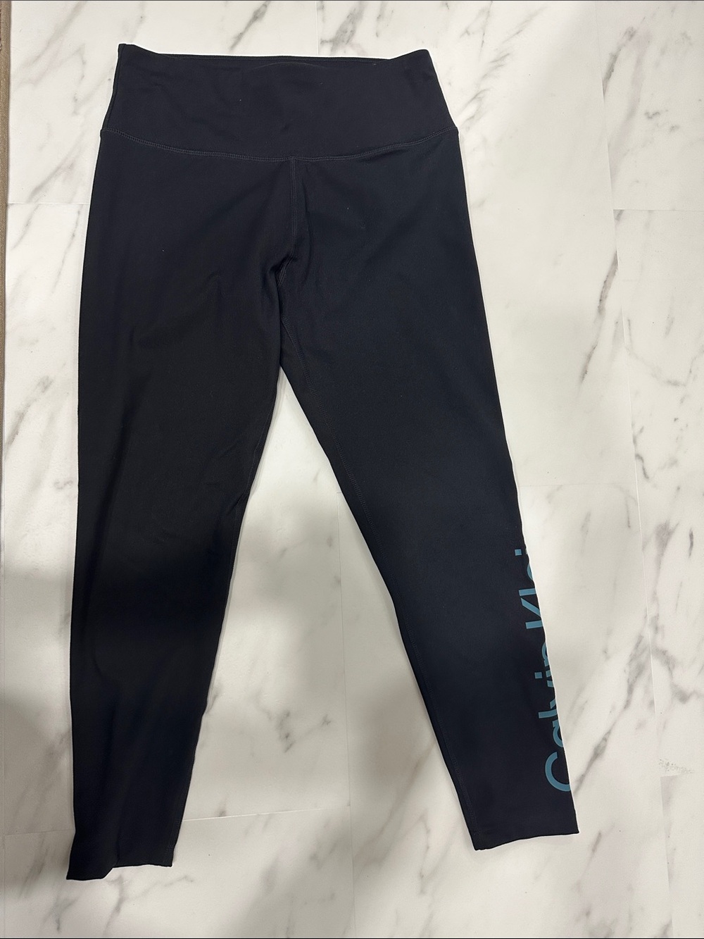 Calvin Klein Black Cropped Active Leggings with Side Logo